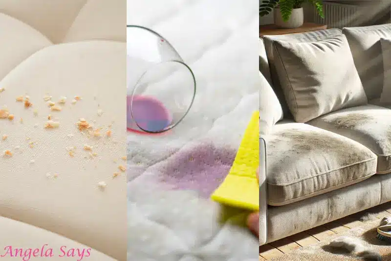 Different spills and stains on upholstery