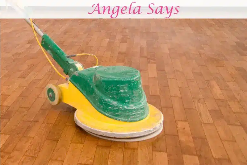 yellow buffer wood floor cleaning