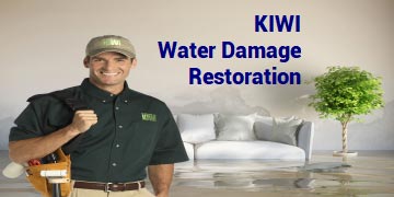 Water damage restoration of flooded room